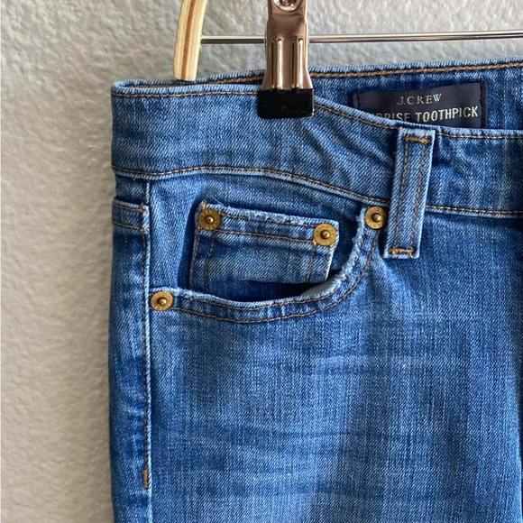 J.Crew Midrise Toothpick Distressed Stretch Women’s Denim Jeans Size 27 - Picture 2 of 12